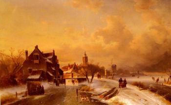Charles Henri Joseph Leickert : Winter and Summer Canal Scenes